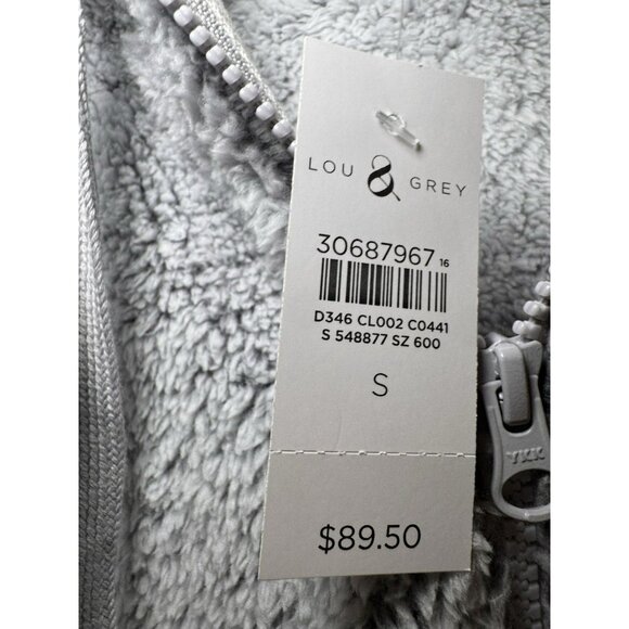 Lou & Grey for Loft Cozy Soft Gray Full Zip Oversized Teddy Bear Jacket Size S - Picture 11 of 13